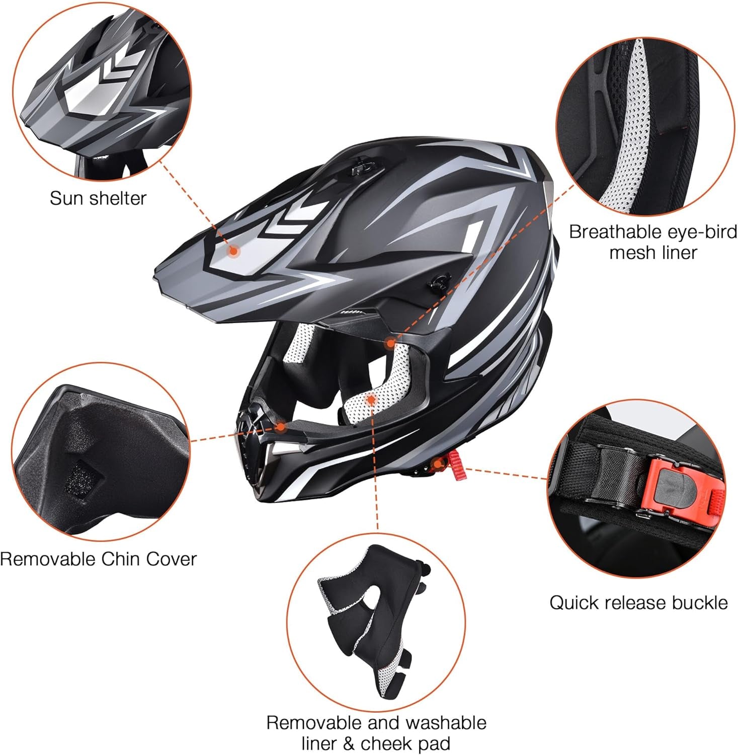 Adult Offroad Dirt Bike Helmet Motocross ATV Dirtbike Outdoor BMX MX Full Face Motorcycle Helmet DOT Approved