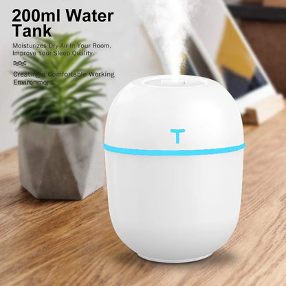 Colorful Cool Mini Humidifier, USB Personal Desktop Humidifier for Car, Office Room, Bedroom,Etc. Auto Shut-Off, 2 Mist Modes, Super Quiet. (White)